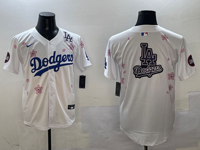 Men Los Angeles Dodgers Blank White Sakura Edition 2025 Nike MLB Jersey style 23->los angeles dodgers->MLB Jersey